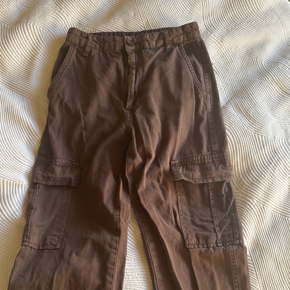 Stradivarius Brown Straight Leg Cargo Pants - Picture 2 of 5